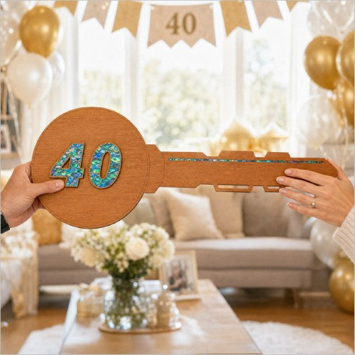 40th Key – Rimu+Paua (60mm Numbers) Milestone Key