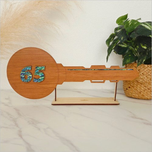 65th Key – Rimu+ Paua (60mm Numbers) Milestone Key