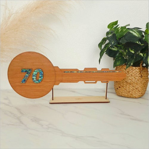 70th Key – Rimu+ Paua (60mm Numbers) Milestone Key