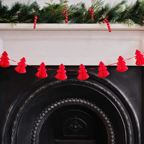 Merry Little Christmas Red Tree Honeycomb Decorations