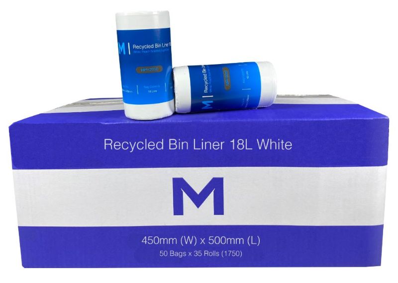 POR Recycled Bin Liner 18L - White, 450mm x 500mm x 15mu (Box of 1750) *Scented*