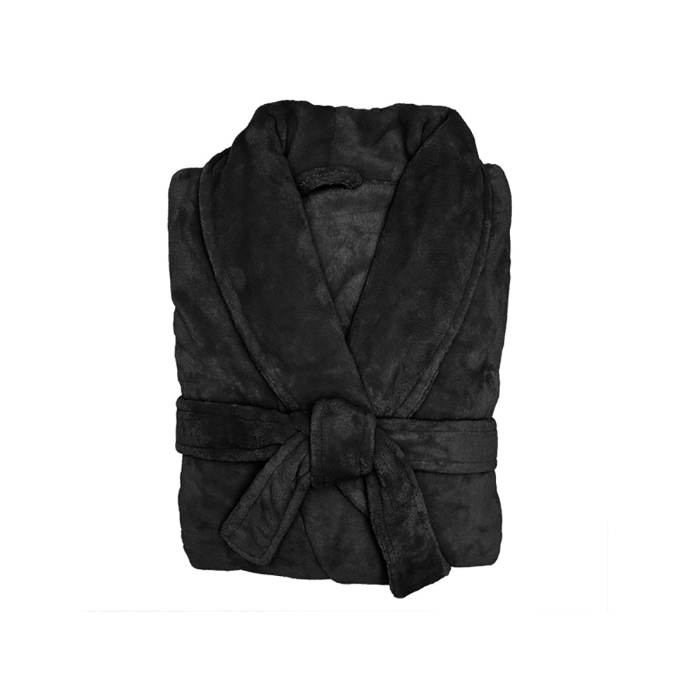 L/XL Microplush Robe Black- Bambury
