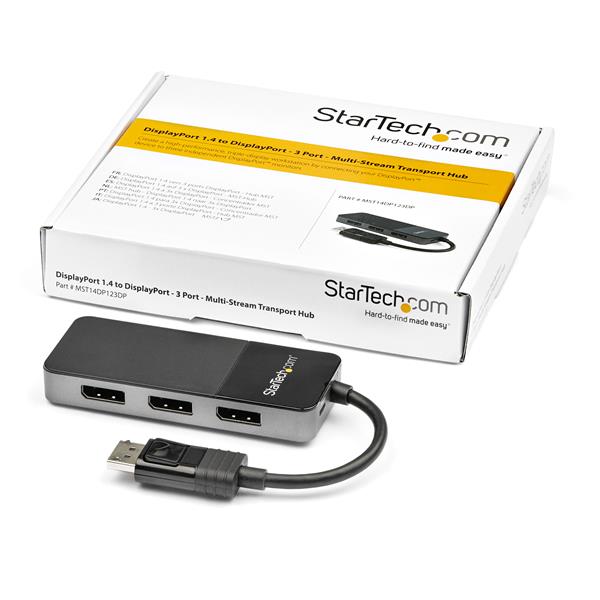 High-Performance 3 Port DisplayPort MST Hub for 3 x 4K Monitors - DP 1.4 Multi-Monitor Splitter