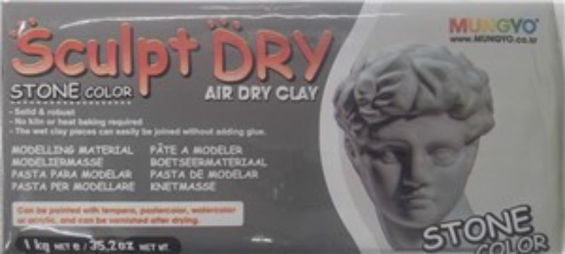 Mungyo Sculpt Dry Clay 1000g in stone color, ideal for sculpting, modeling, and crafting with a durable finish.