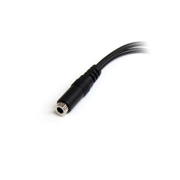 3.5mm headset splitter adapter for connecting 4-position headsets to dual 3-position ports for gaming and PC use.
