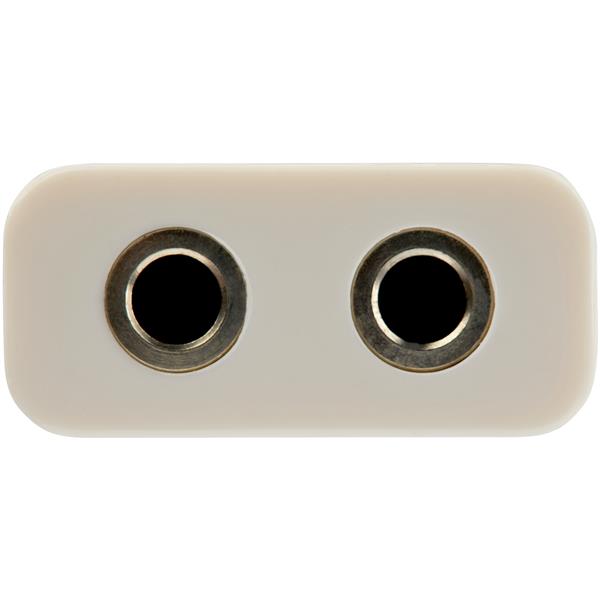 3.5mm 4 Position to Dual 3.5mm Headset Splitter Adapter - Connect Headphones & Mic - White