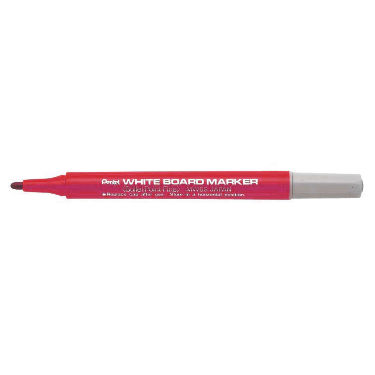 Set of 12 PENTEL red whiteboard markers with 1.3mm fine tip for precise writing and ergonomic small barrel design.