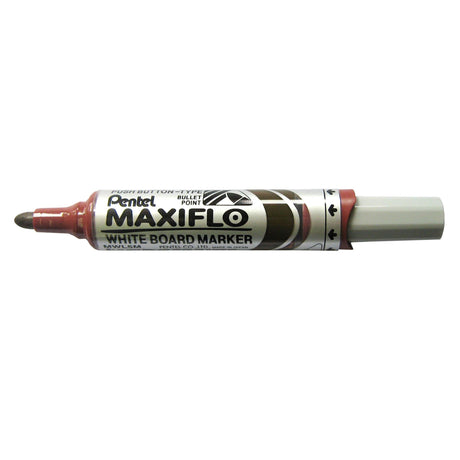 PENTEL MAXIFLO brown bullet tip markers, 12-pack, featuring pump action ink rejuvenation for long-lasting use.