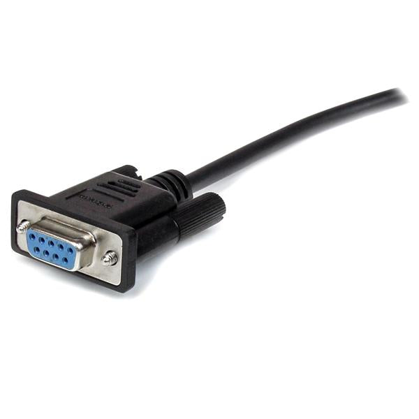 2m black DB9 RS232 serial extension cable, male to female, durable for reliable device connectivity and data transfer.