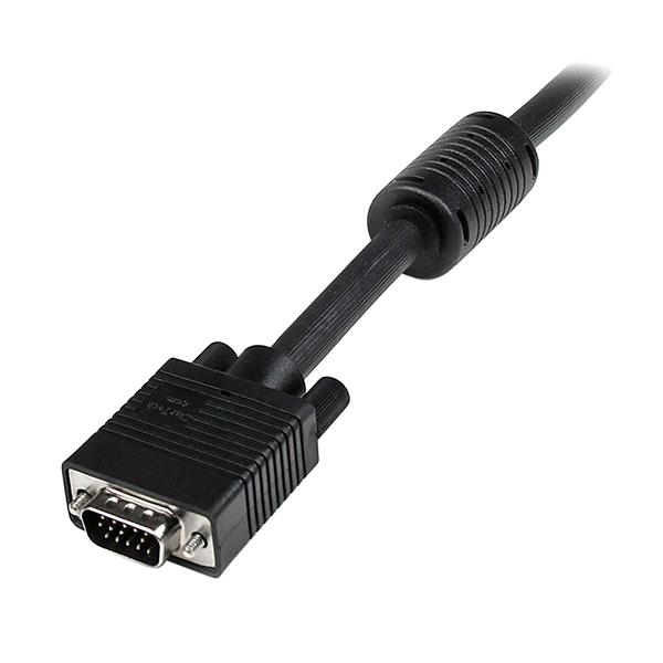 15m coaxial VGA cable with HD15 connectors, supporting up to 1920x1200 resolution for clear, high-quality video output.