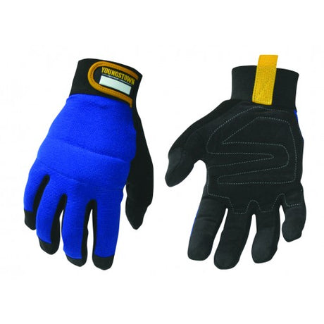 Youngstown Mechanics Plus Work Gloves in Large, featuring padded palms, knuckle protection, and washable suede for comfort and grip.