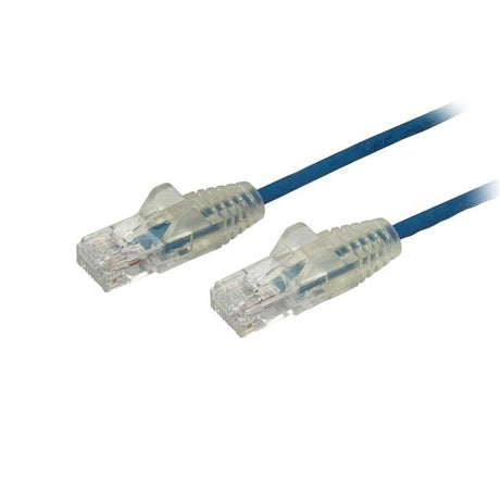 1.5m slim blue CAT6 Ethernet cable with snagless RJ45 connectors for high-performance networking and minimal signal loss.