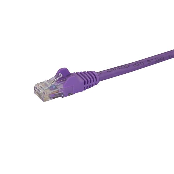 High-quality 0.5m purple Cat6 Ethernet cable with snagless RJ45 connectors for reliable Gigabit network connections.