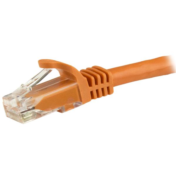 High-speed 1m Cat6 patch cable in orange with snagless RJ45 connectors for reliable internet connections and easy organization.