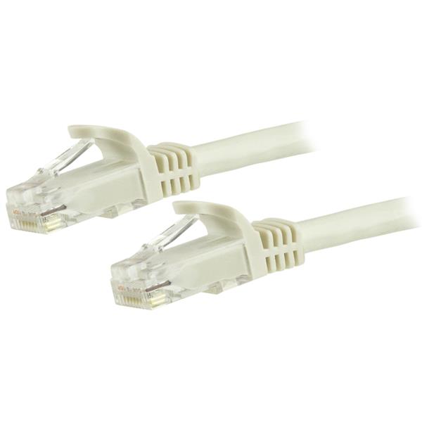 5m Cat6 Ethernet Patch Cable - Snagless RJ45 Connectors, White, High-Speed Network Connection