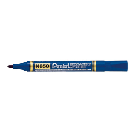 PENTEL blue permanent markers, bullet nib, 1.5mm width, pack of 12, suitable for various surfaces, PVC and toluene-free.