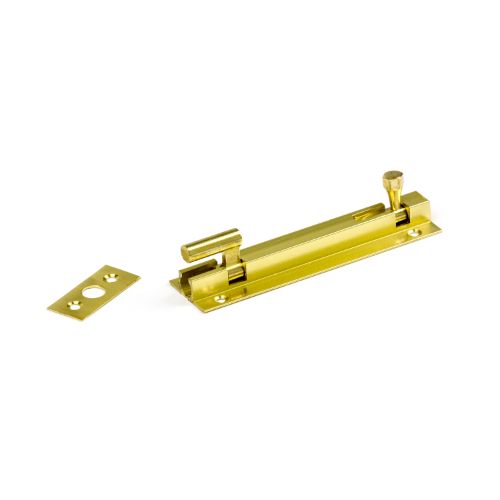 100mm Goose Necked Socket Bolt 25mm Wide - Polished Brass