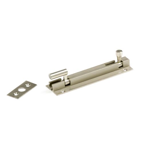 150mm Goose Necked Socket Bolt 25mm Wide - Satin Nickel Plated