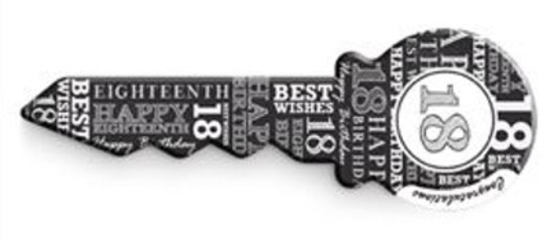 18th Birthday Key - Grey Signature