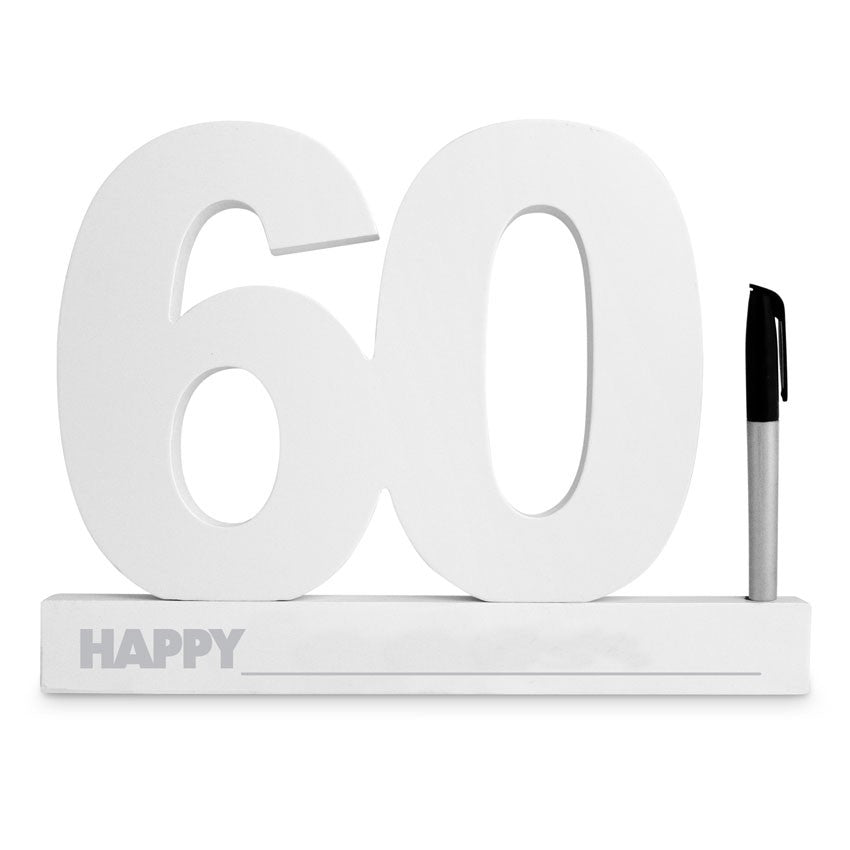 60th Birthday Sign - Signature Block - White