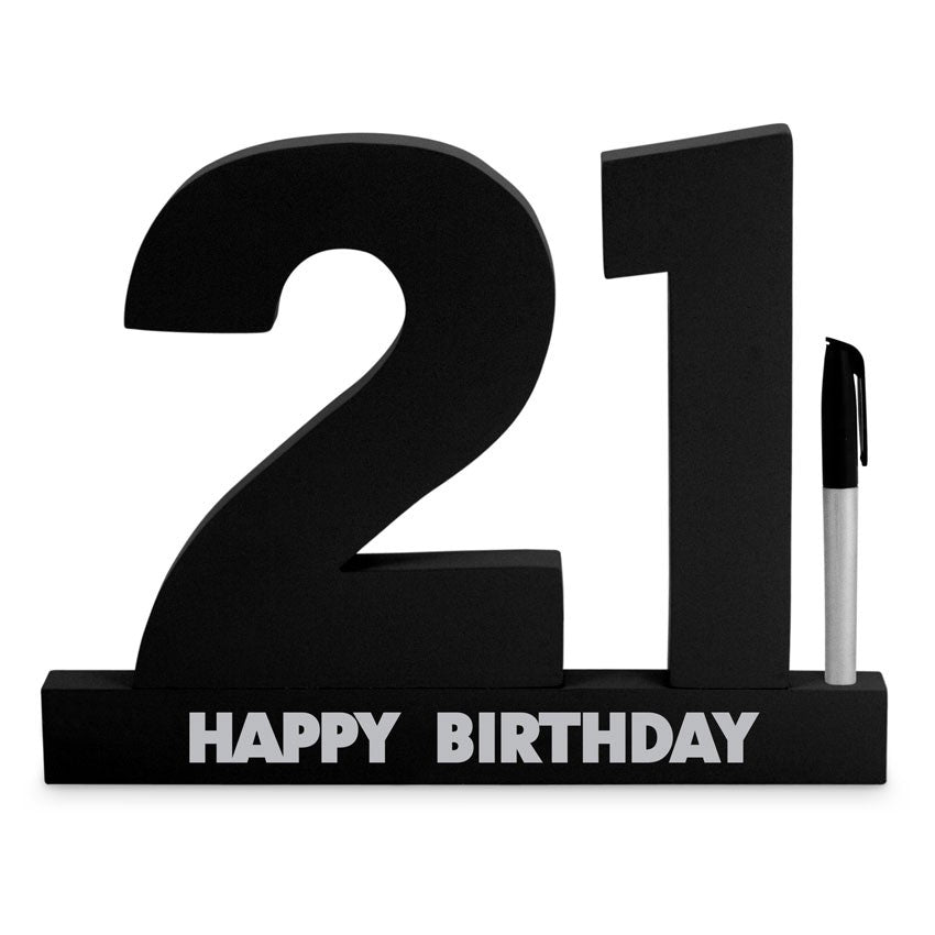 21st Birthday Sign - Signature Block - Black