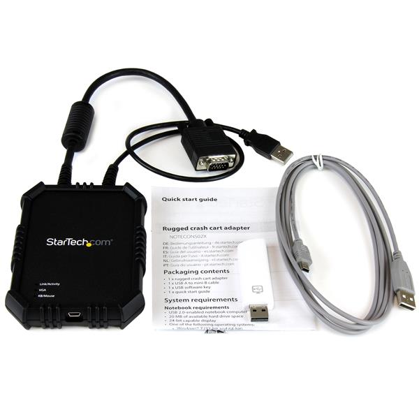 Portable USB KVM console adapter to access servers from laptops, featuring rugged design and streamlined operation.
