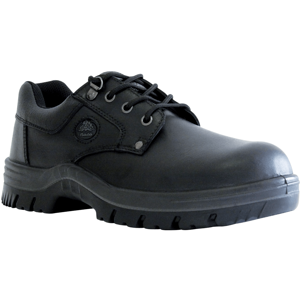 Safety Shoe Bata Neptune - Black Leather Lace Up (Size: 7)