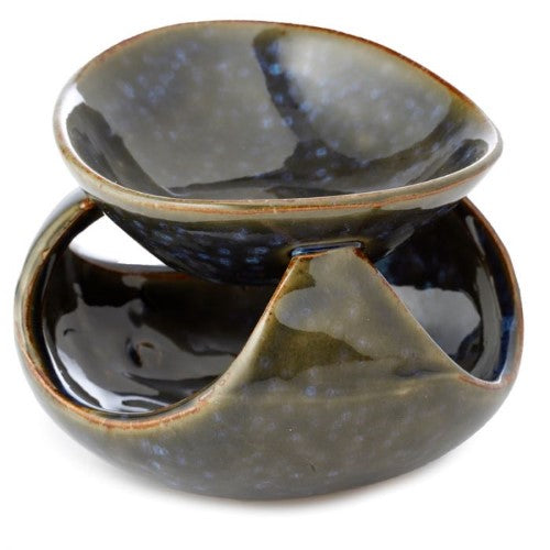 Ceramic Oil Burner - Abstract Dark Mottled 12.5cm (Set of 2)