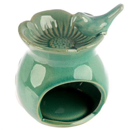 Ceramic Oil Burner - Eden Floral Bird Bath 10.5cm (Set of 2 Asstd)