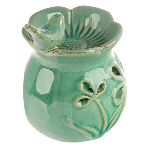 Ceramic Oil Burner - Eden Floral Bird Bath 10.5cm (Set of 2 Asstd)