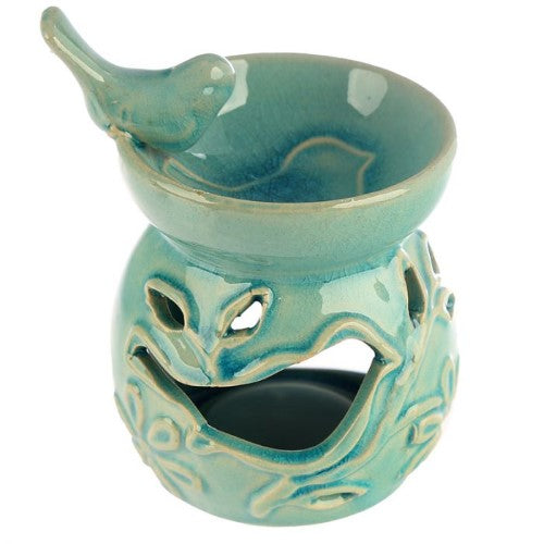 Ceramic Oil Burner - Eden Floral Bird Bath 10.5cm (Set of 2 Asstd)
