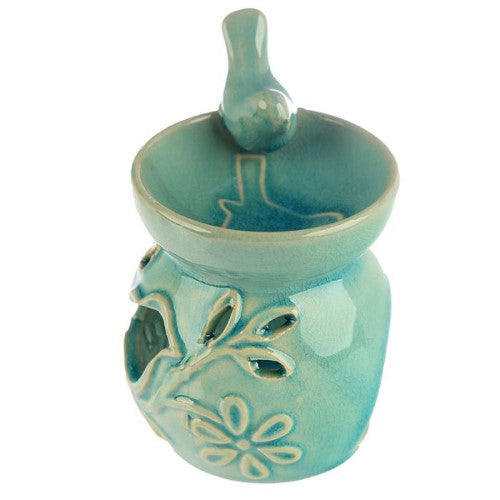 Ceramic Oil Burner - Eden Floral Bird Bath 10.5cm (Set of 2 Asstd)