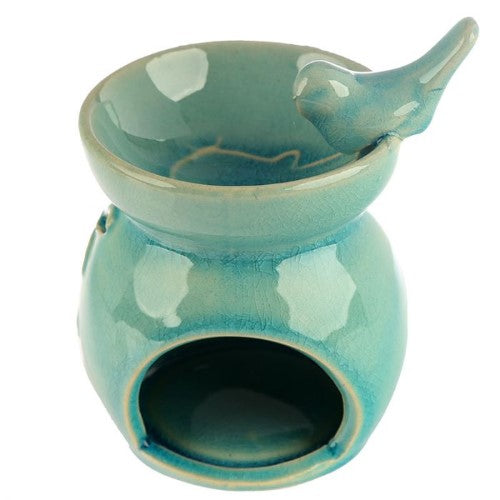 Ceramic Oil Burner - Eden Floral Bird Bath 10.5cm (Set of 2 Asstd)