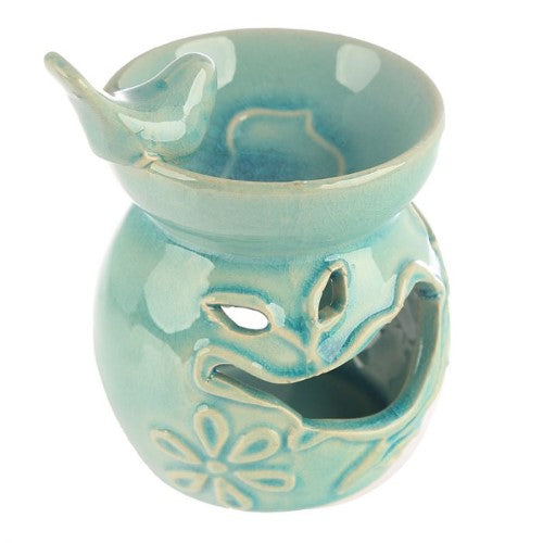 Ceramic Oil Burner - Eden Floral Bird Bath 10.5cm (Set of 2 Asstd)