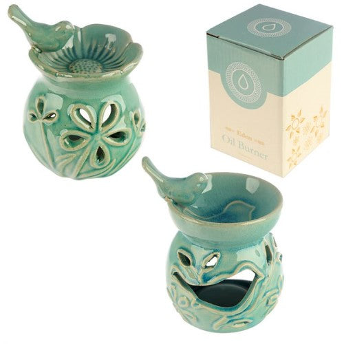 Ceramic Oil Burner - Eden Floral Bird Bath 10.5cm (Set of 2 Asstd)