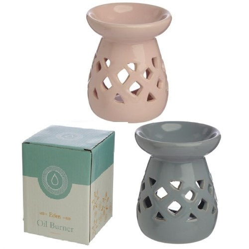 Ceramic Oil and Wax Burner - Eden Pastels Cut Out Lattice (Set of 2 Asstd)