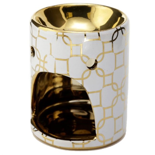 Ceramic Mini Oil Burner - Eden Metallic Gold Geometric (Box of 20)