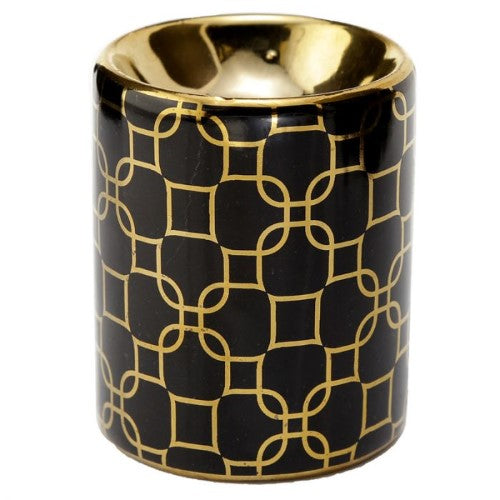 Ceramic Mini Oil Burner - Eden Metallic Gold Geometric (Box of 20)