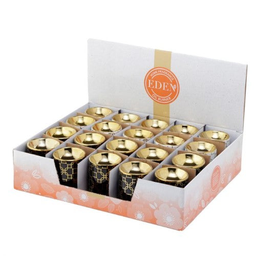 Ceramic Mini Oil Burner - Eden Metallic Gold Geometric (Box of 20)