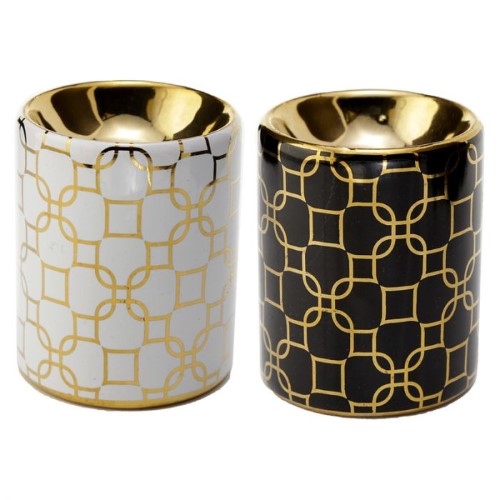 Ceramic Mini Oil Burner - Eden Metallic Gold Geometric (Box of 20)