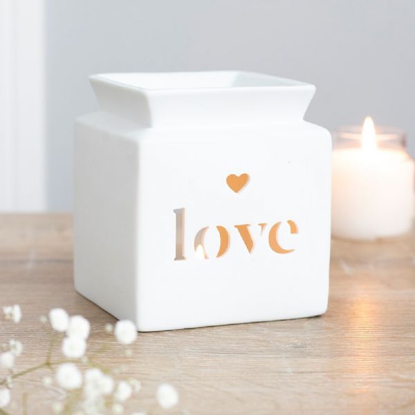 Oil Burner - White Love Cut Out Oil Burner