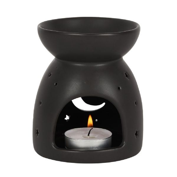 Oil Burner - Black Mystical Moon Cut Out Oil Burner