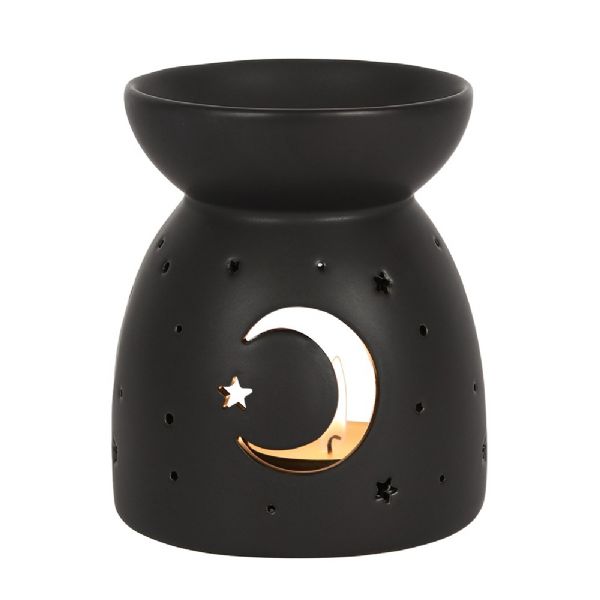 Oil Burner - Black Mystical Moon Cut Out Oil Burner
