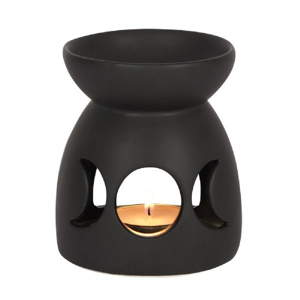 Oil Burner - Black Triple Moon Cut Out Oil Burner