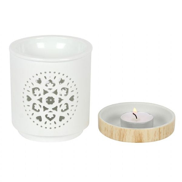 Oil Burner - White Mandala Cut Out Oil Burner