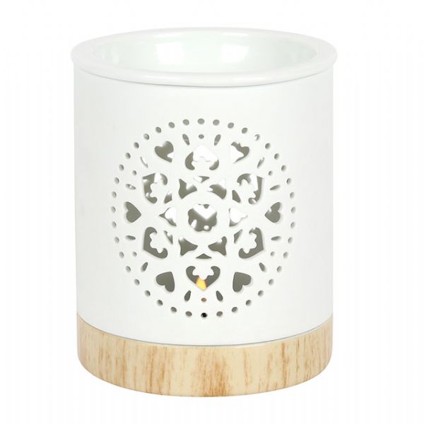 Oil Burner - White Mandala Cut Out Oil Burner