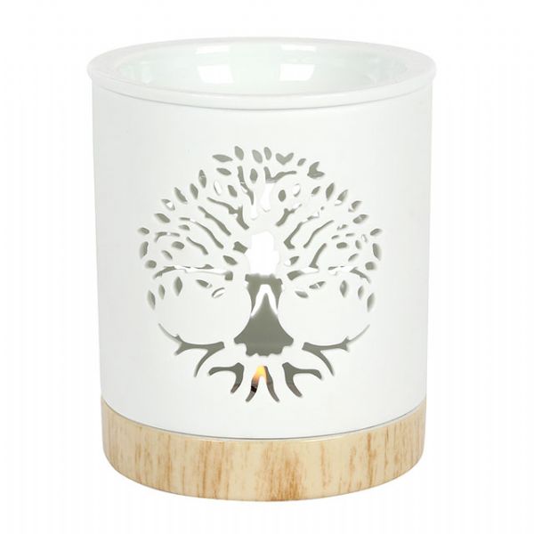 Oil Burner - White Tree of Life Cut Out Oil Burner
