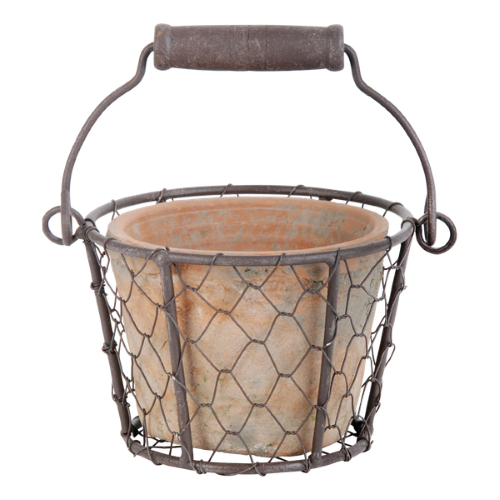 AT Pot in Wire Basket w/ Handle (Set of 2)