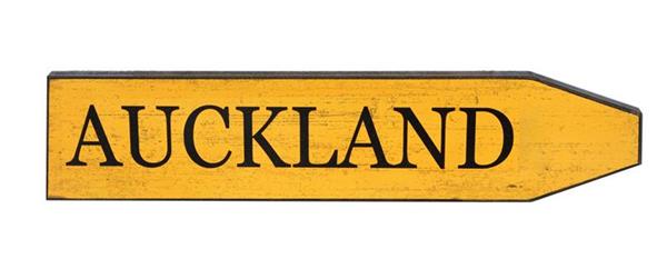 Yellow Street Sign - "Auckland" - Vintage