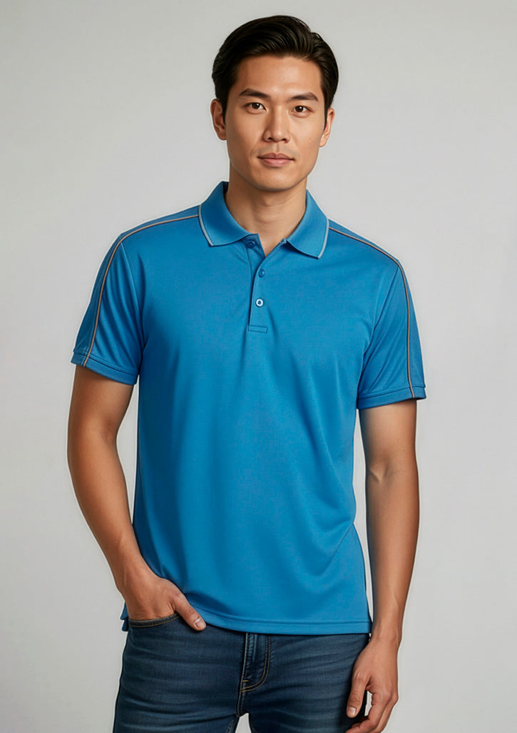 Blade Mens Short Sleeve Polo - Silver Grey/Black